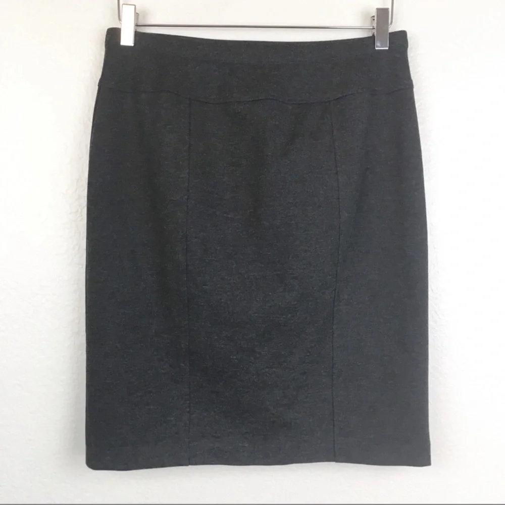 Ellen Tracy Ponte Knit Charcoal Sweater Midi Knee-Length Stretchy Pencil Skirt
